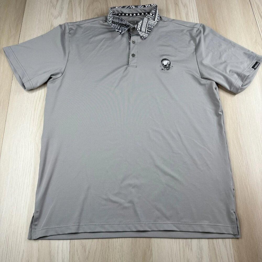 Tattoo Golf Mens Gray Lightweight ProCool Stretch Golf Polo Shirt Size Large